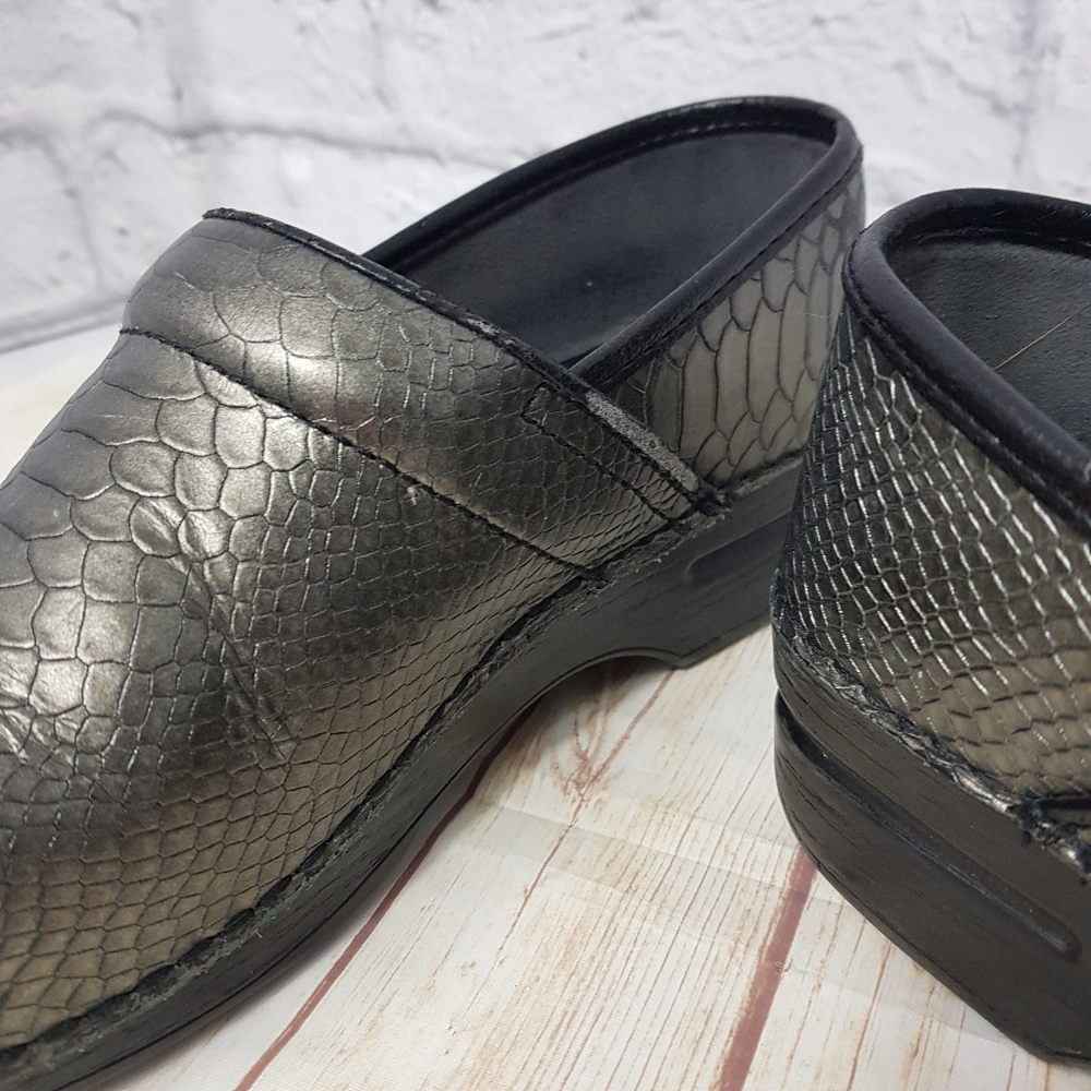 Dansko Snakeskin Print Slip-On Clog Shoe - image 5